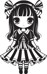 Radiant Rascal Iconic Girl Logo Delightful Diva Vector Cartoon Graphic