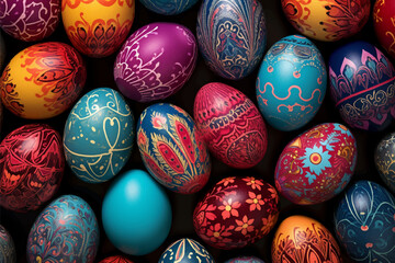 Colorful of seamless pattern easter eggs collection, easter celebration festive seasonal background illustration