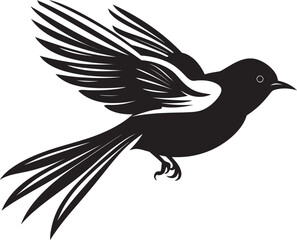 Sky Sojourn Flying Bird Icon Whimsical Wings Vector Iconic Design