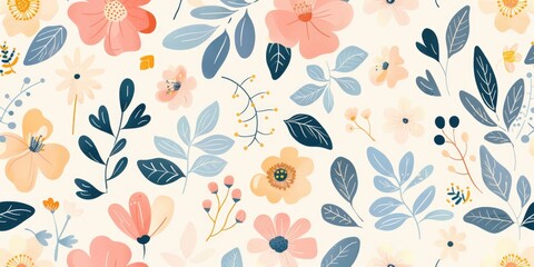  Pastel Floral Seamless Pattern Design