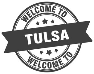 Welcome to Tulsa stamp. Tulsa round sign