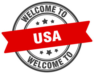 Welcome to usa stamp. usa round sign