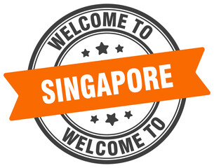 Welcome to Singapore stamp. Singapore round sign