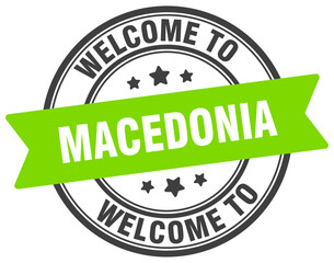 Welcome to Macedonia stamp. Macedonia round sign
