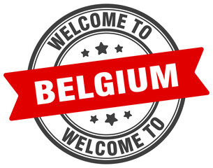 Welcome to Belgium stamp. Belgium round sign