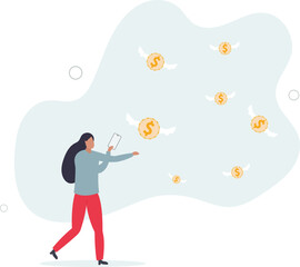 Financial smart phone application, online money transaction or mobile banking.flat vector illustration.