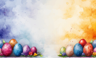 Easter Eggs. Colorful egg hand drawing illustrations in watercolor style background. Decorative elements vector illustration