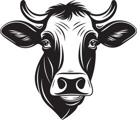 Moo Majesty Iconic Logo Art Horned Harmony Logo Vector Icon