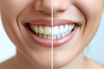 Before and after teeth whitening, smile, dental care, white teeth, dentist services, oral hygiene, beauty promotions