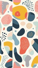 Whimsical Harmony: Playful Geometric Pattern of Overlapping Organic Shapes in Soft Colors