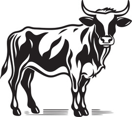 Grazing Gala Vector Cow Graphic Moo Mirage Cow Icon Design