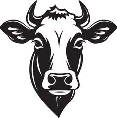 Moo Mirage Cow Icon Design Horned Harmony Iconic Logo Graphic