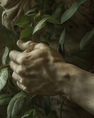 marble hand statue in garden