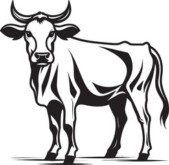 Fototapeta premium Meadow Muse Vector Iconic Design Grazing Gala Iconic Cow Icon
