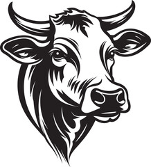 Horned Heritage Iconic Cow Graphic Bovine Bloom Logo Icon Graphic