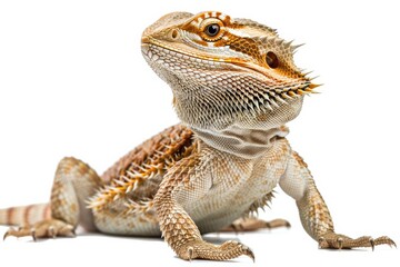 Obraz premium orange color bearded dragon iguana closeup exotic pet isolated on white banner copy space