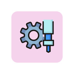 Complex milling line icon. Gear, cogwheel, machine. Industry concept. Can be used for topics like equipment, manufacturing, production.