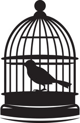 Happy Bird in Cage Vector Art Delightful Caged Bird Graphic Icon