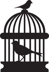 Endearing Bird in Cage Logo Design Cute Caged Bird Graphic Icon