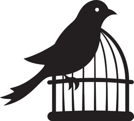 Delightful Bird in Cage Vector Art Endearing Bird in Cage Logo Design