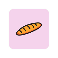 French bread line icon. Loaf, baguette, bake. Food concept. Can be used for topics like breakfast, bakery, pastry.