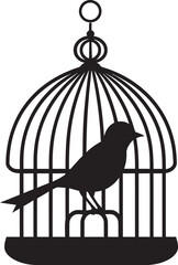 Delightful Caged Bird Logo Icon Endearing Bird in Cage Vector Graphic
