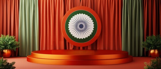 Empty podium for showcasing products at Republic Day festival celebration
