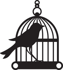 Cute Bird in Cage Cartoon Design Sweet Bird in Cage Icon Graphic