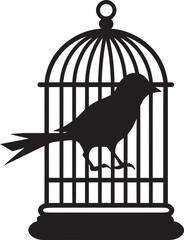 Cute Caged Bird Vector Art Adorable Bird in Cage Graphic Design