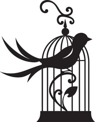 Charming Caged Bird Cartoon Icon Lovable Bird in Cage Vector Art