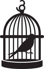 Adorable Caged Bird Graphic Design Cute Bird in a Cage Logo Icon