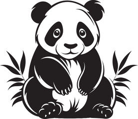 Joyful Panda Logo Art Whimsical Panda Graphic Icon