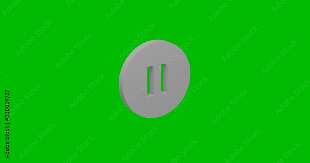 Poster animation of rotation of a white pause symbol with shadow. simple and complex rotation. seamless loo