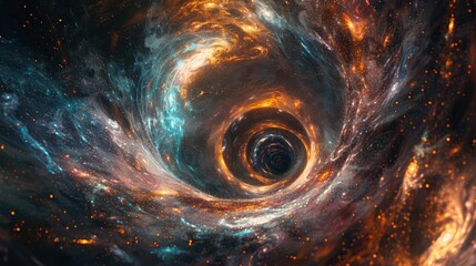 a beautiful wormhole with colorful swirls and stars in the background, hyper realistic, hyper detailed, cinematic look