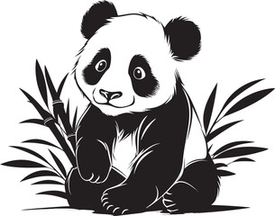 Cute Panda Logo Art Adorable Panda Vector Icon