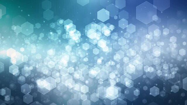 Abstract blue background with hexagonal bokeh lights, creating a dreamy and futuristic atmosphere perfect for technology and holiday themes, Seamless Loop 4K