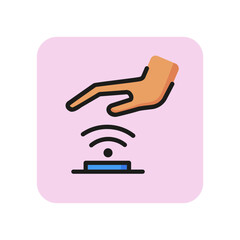 Palm scanning line icon. Hand, sensor, palm print. Verification concept. Can be used for topics like identity, data security, detection, authentication.