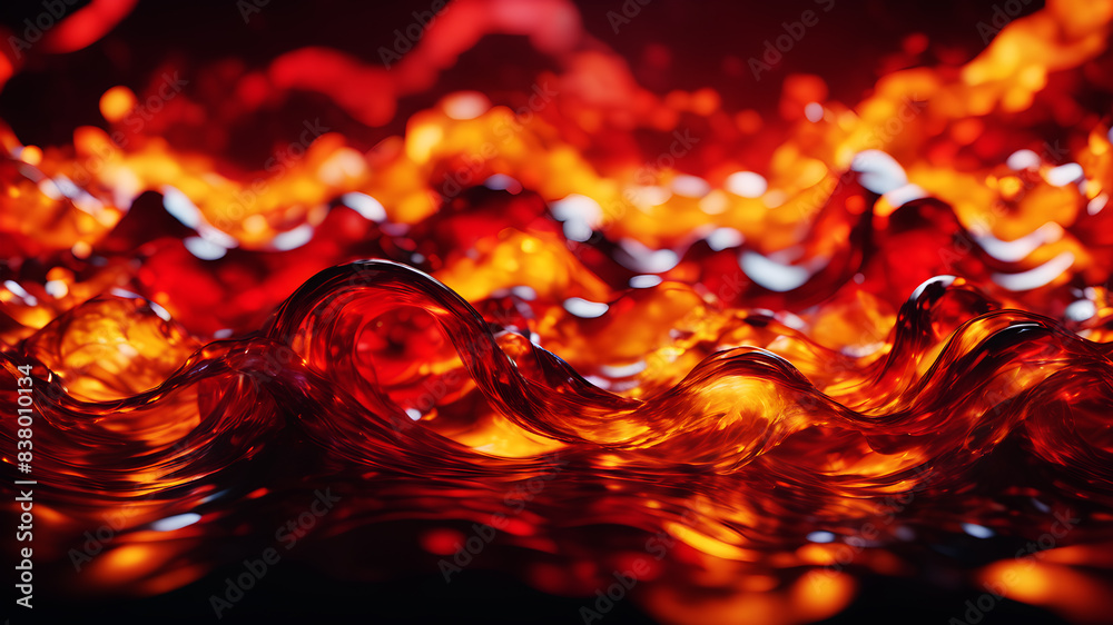 Wall mural create an abstract background with dynamic waves in fiery hues of red, orange, and yellow. the waves
