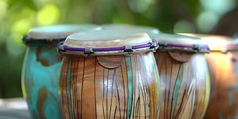 Isolated wooden conga drum ornaments for musicrelated projects and cultural designs. Concept Musical Ornaments, Wooden Drums, Cultural Designs, Music-themed Decor, Handmade Crafts
