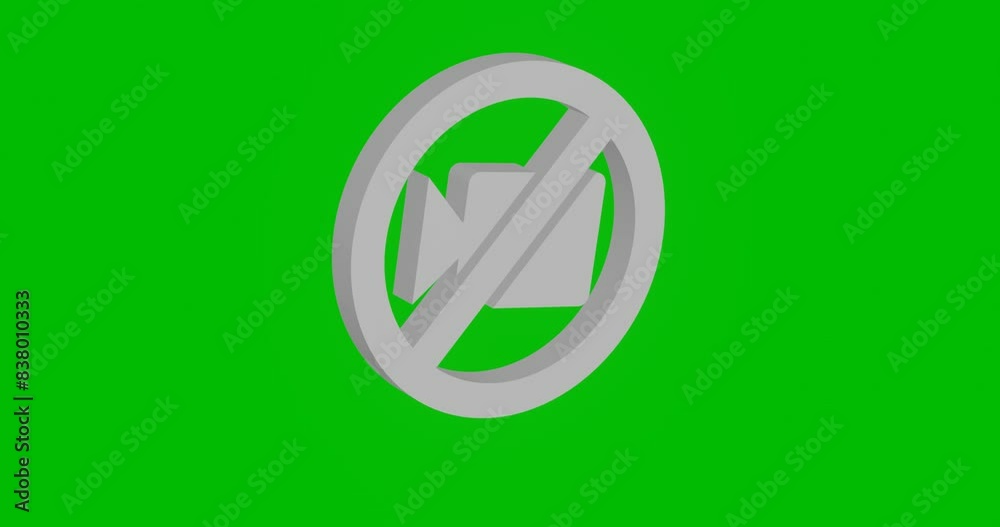 Poster animation of rotation of a white no video symbol with shadow. simple and complex rotation. seamless 