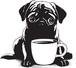 Charming Pug Coffee Mug Graphic Lovable Pug and Coffee Design