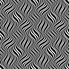 Vector seamless pattern of black curved stripes on transporant. Wavy repeating background for creative design.