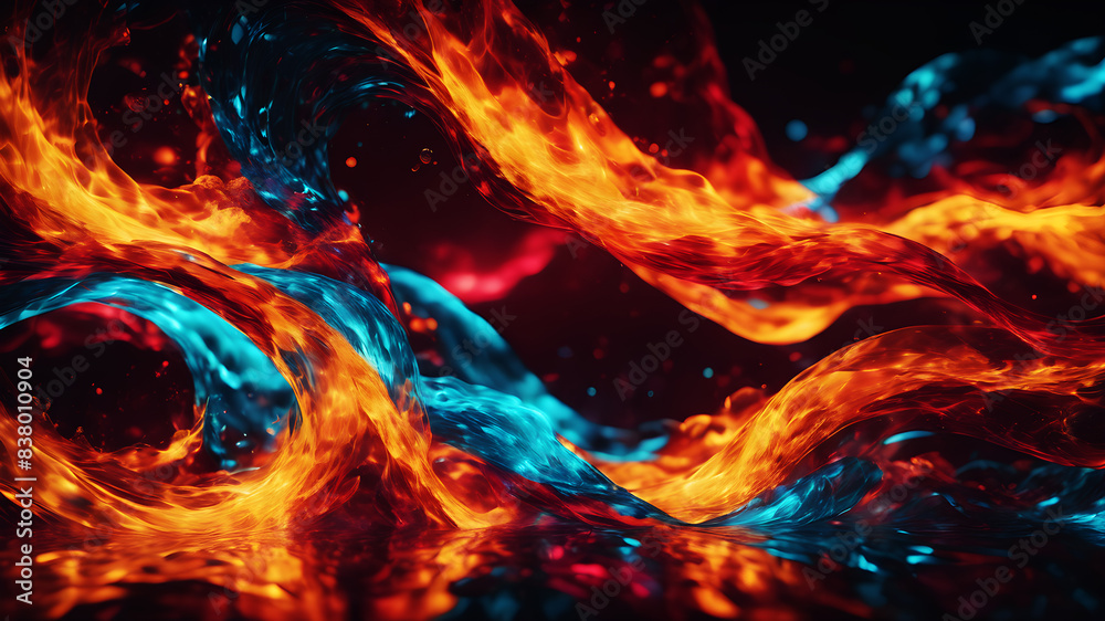 Wall mural create an abstract background with dynamic waves in fiery hues of red, orange, and yellow. the waves