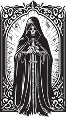 Fototapeta premium Santa Muerte Face Icon Santa Muerte Grunge Design