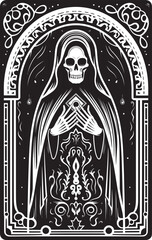 Fototapeta premium Santa Muerte Heart Design Santa Muerte Traditional Tattoo Vector