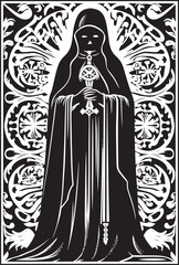 Santa Muerte Traditional Tattoo Vector Santa Muerte Scythe Graphic