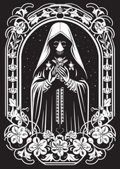 Fototapeta premium Santa Muerte Praying Design Santa Muerte Dagger Vector