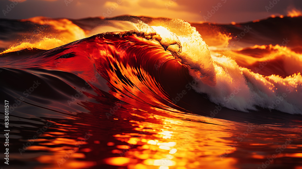 Wall mural create an abstract background with dynamic waves in fiery hues of red, orange, and yellow. the waves