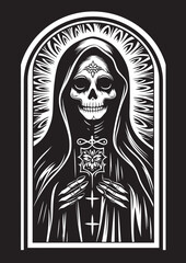 Santa Muerte Cartoon Icon Vector Santa Muerte Cross Design Symbol