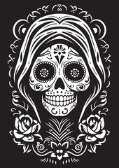 Santa Muerte Death Goddess Logo Santa Muerte Cartoon Icon Vector